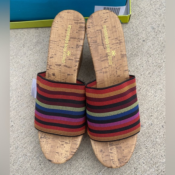 Montego Bay Club Striped Cork Wedge Shoes Women’s Size 11 NEW NWT wedgies heels - Picture 3 of 6